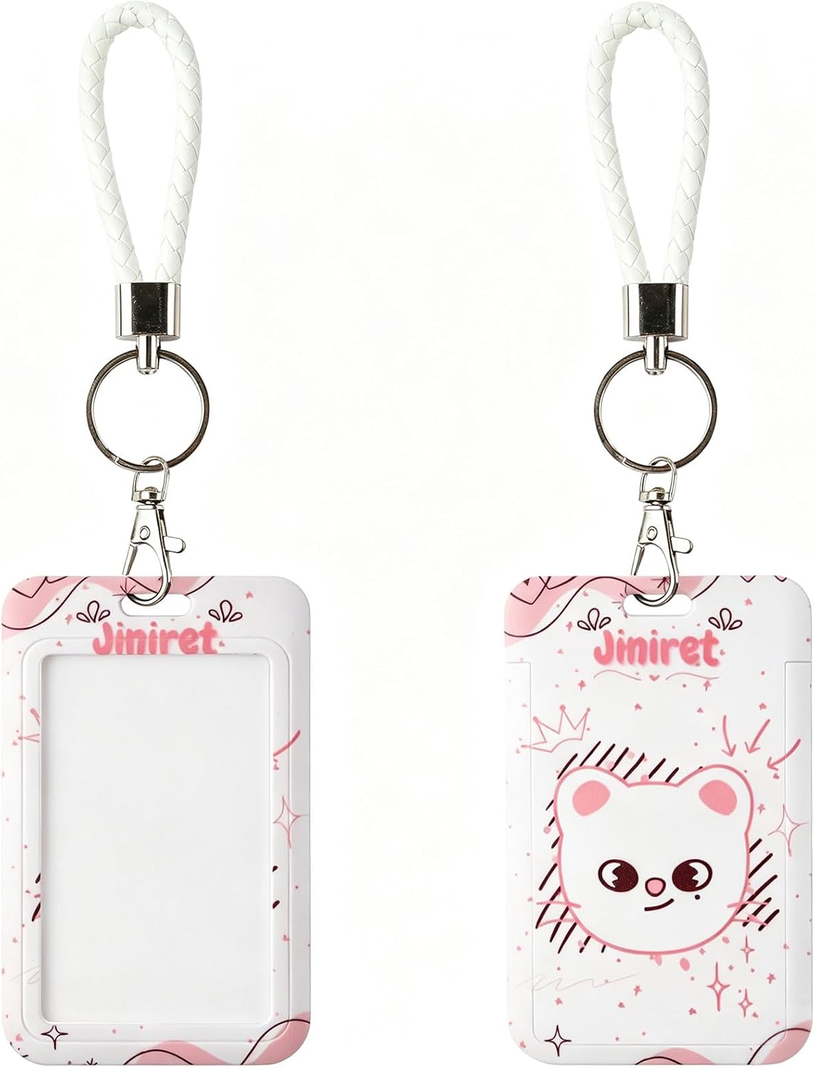 SK-Z Cartoon Photocard Holder with Lanyard, Cute Animal Themed Photocard Holder Keychain Hard Shell Protective Photo Sleeves