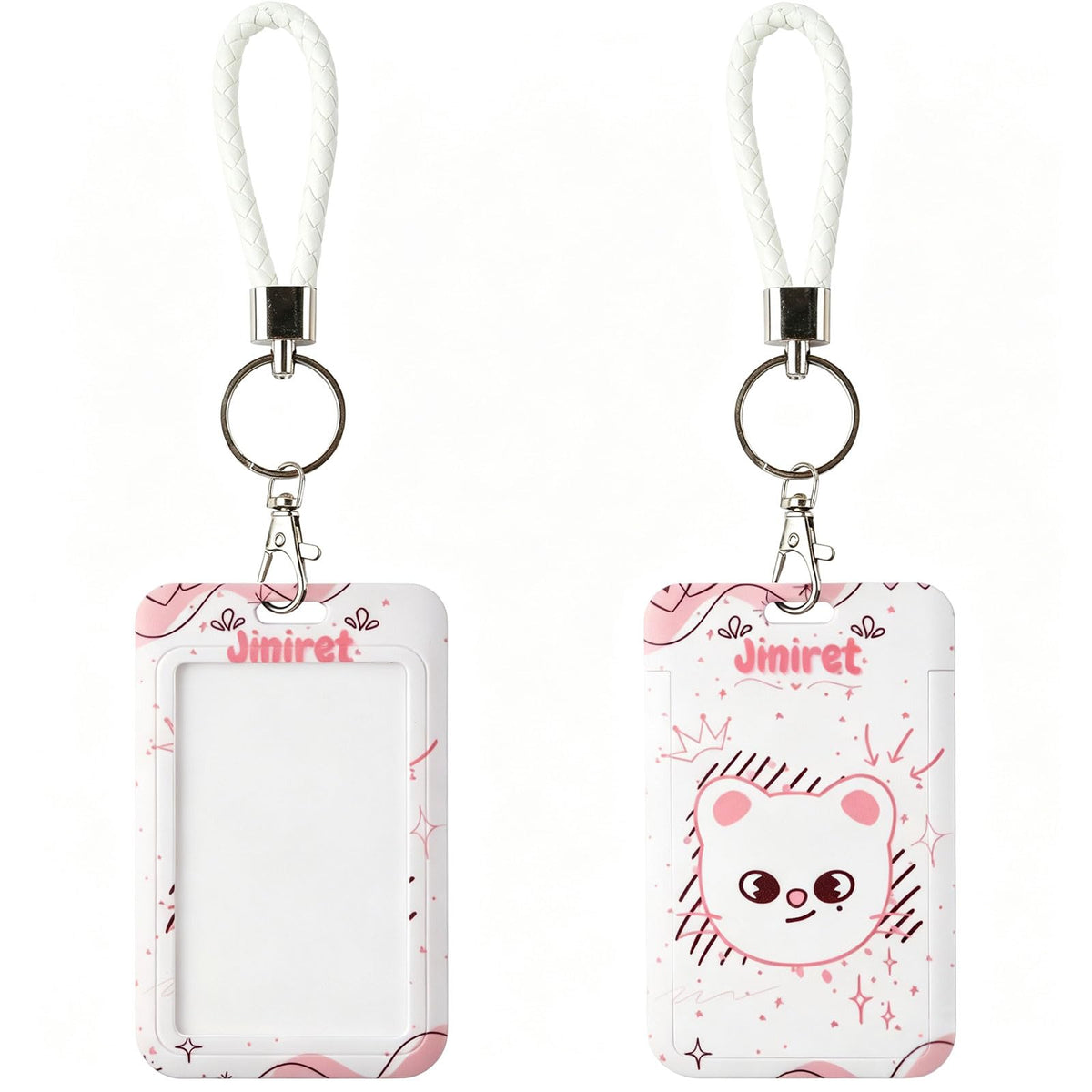 SK-Z Cartoon Photocard Holder with Lanyard, Cute Animal Themed Photocard Holder Keychain Hard Shell Protective Photo Sleeves