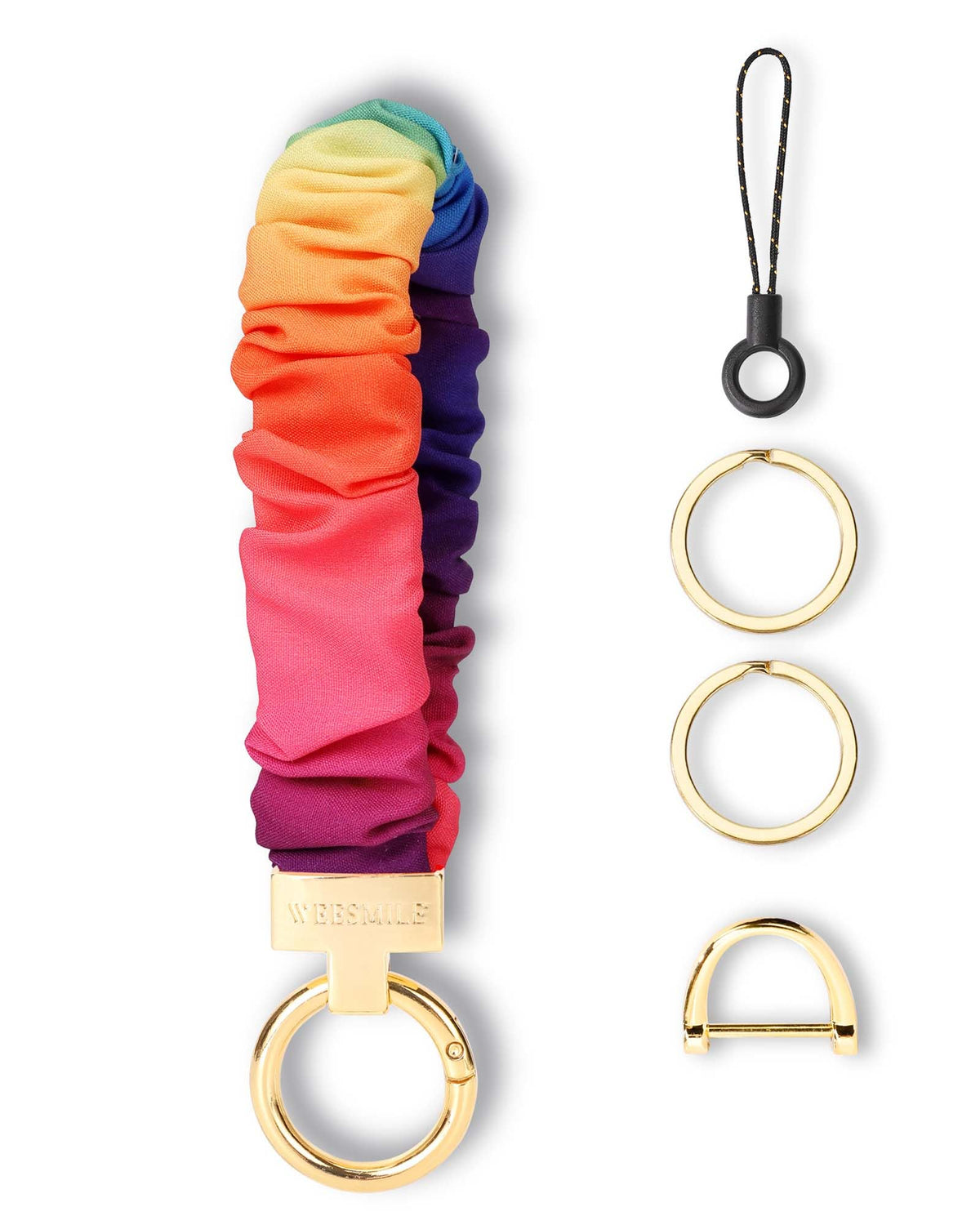 WEESMILE Scrunchie Keychain Wristlet for Car Key Chain with D Key Ring