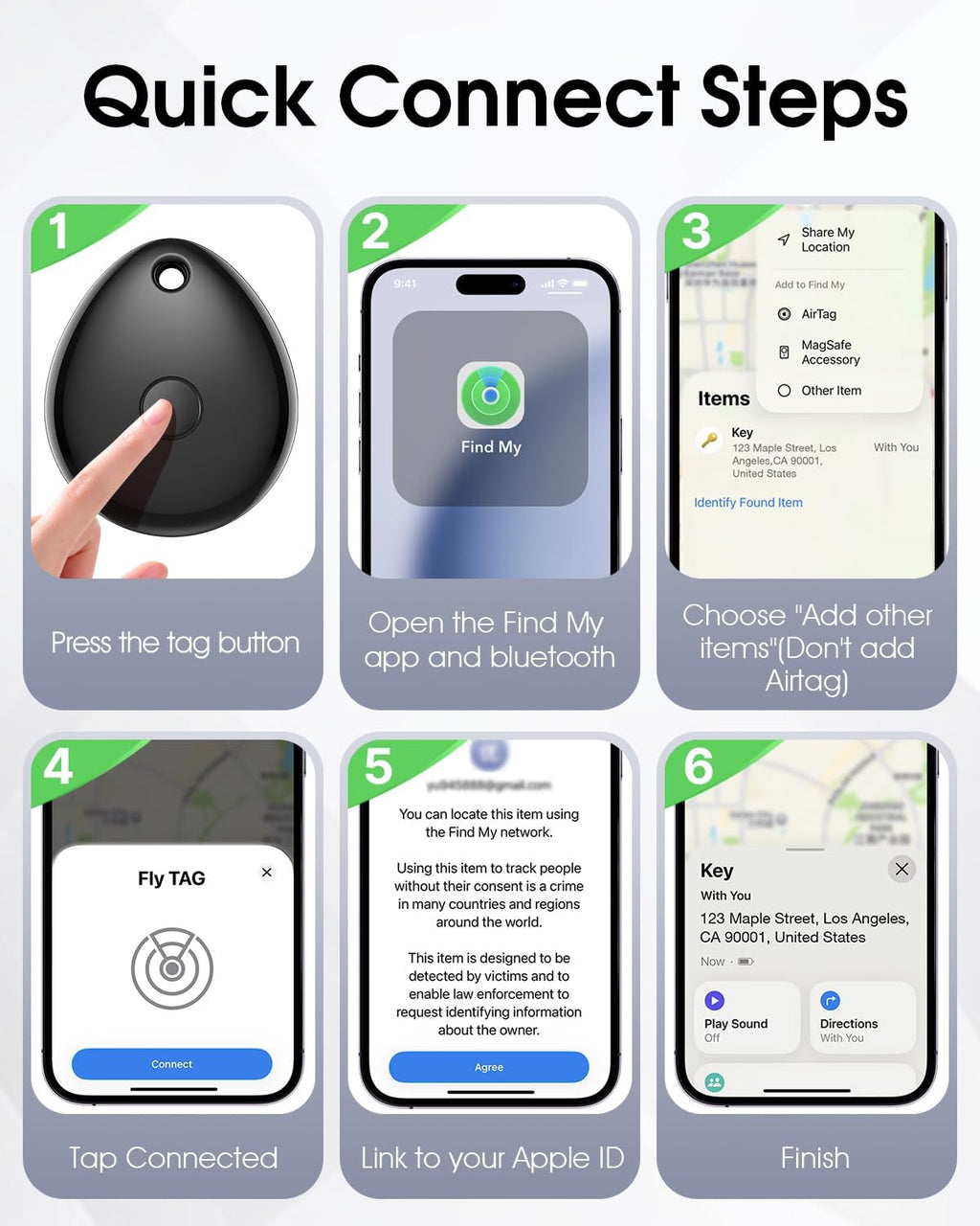 Air Tracker Tags-4 Pack, iOS Only, Apple Find My Certified, Luggage Tracker