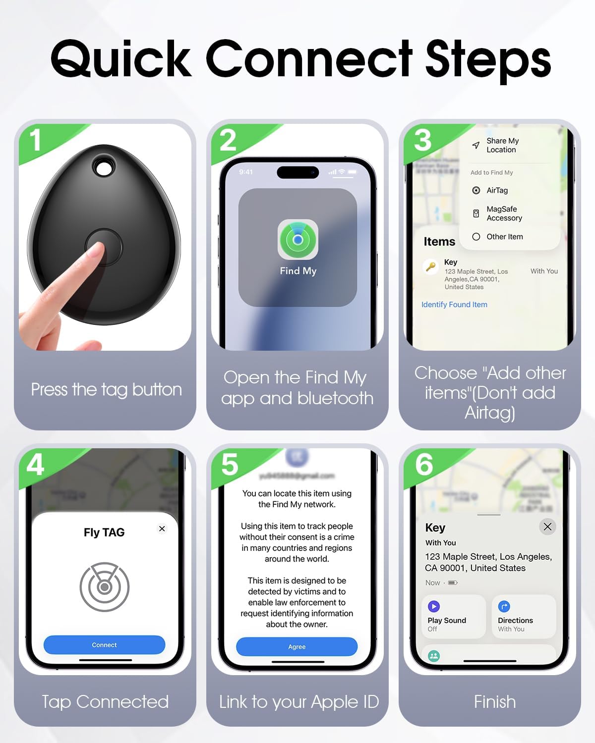 Air Tracker Tags-4 Pack, iOS Only, Apple Find My Certified, Luggage Tracker