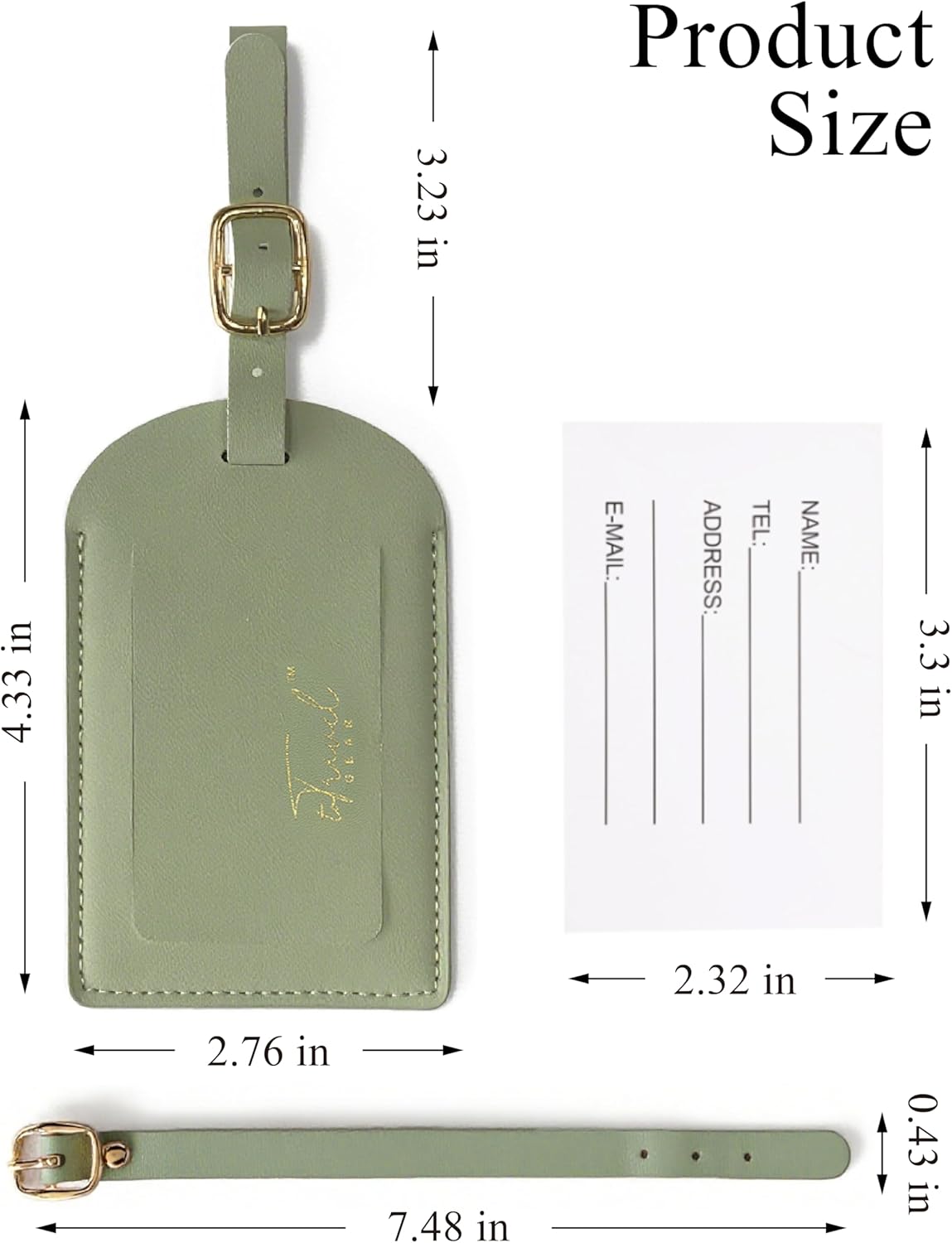 Luggage Tags for Suitcases,2 Pack PU Leather Privacy Protection Bag Tags Travel Accessories Essentials,Sage Green