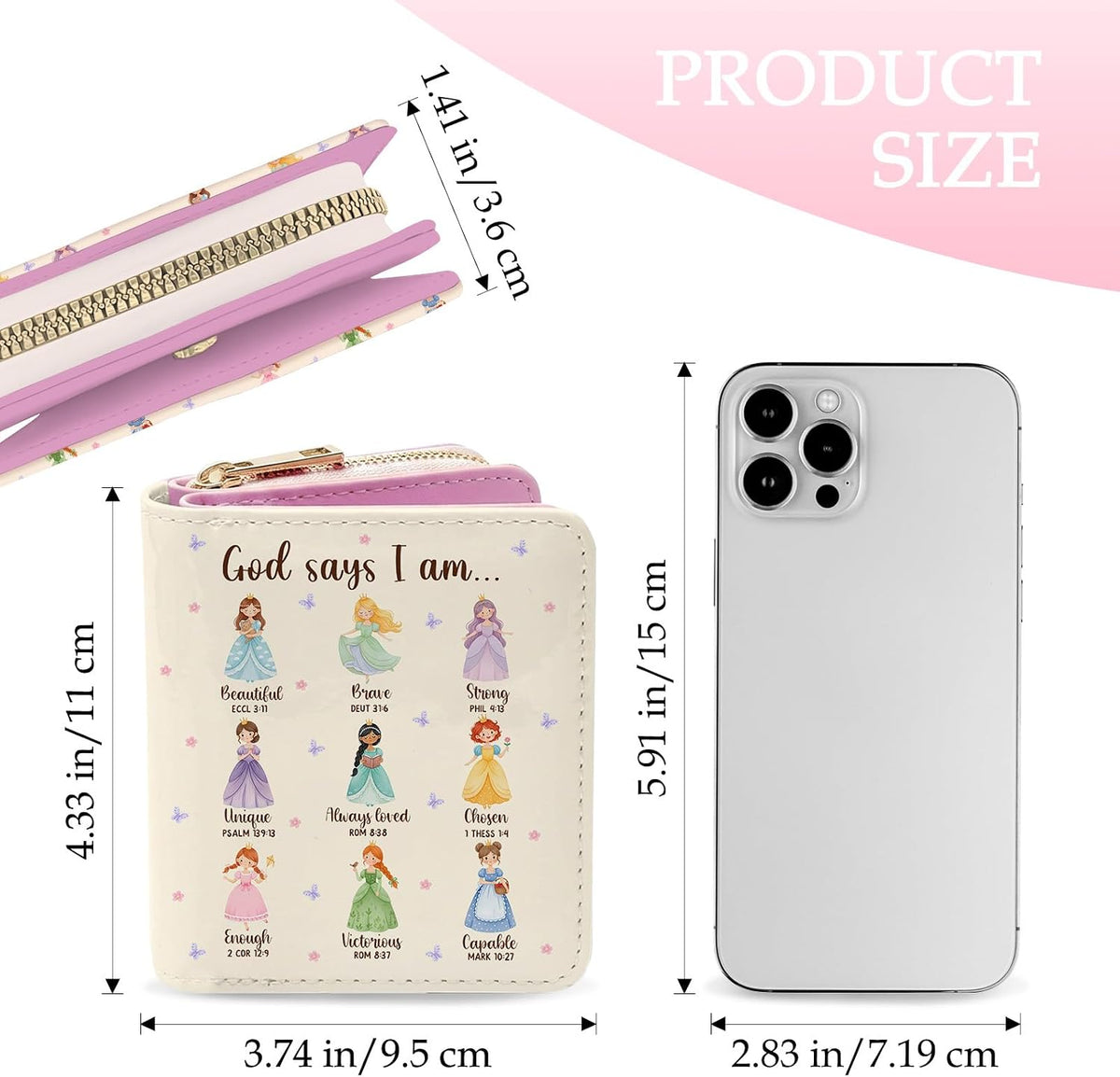 Credit Card Holder Wallet for Women, Christian Wallet For Women, Christian Gifts Aesthetic Princess Card Holder Purse, Birthday Christmas Graduation Gifts For Women, Princess Purse