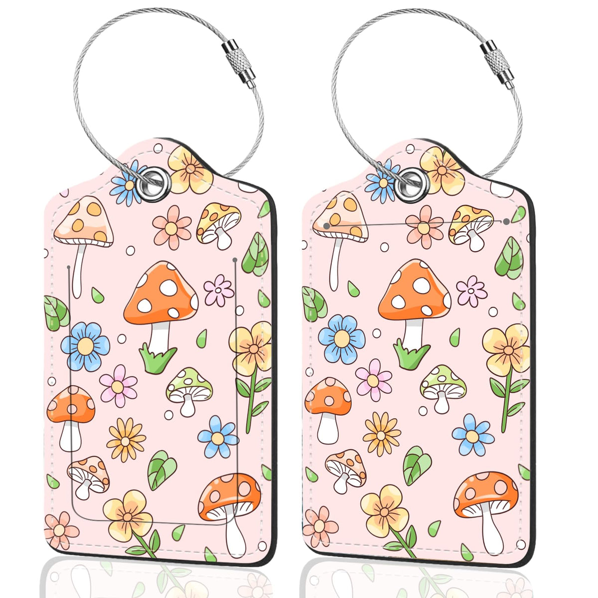 2Pack Luggage Tags for Suitcases, Cute Unique Pu Leather Cruise Luggage Tag with Privacy Cover ID Label Address Card and Metal Ring Suitable for Women Men Kids Travel Bag Inspirational Language
