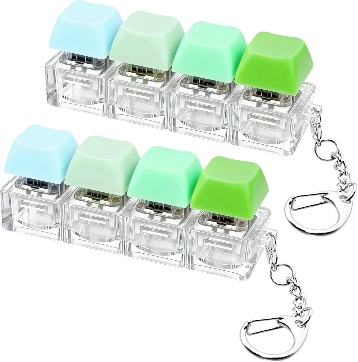 2 PCS Keyboard Fidget Toy, Keyboard Fidget Keychain 4-in-1 Keyboard Decompression Button Finger Clicker Toys, Button Stress Relief Fidget Gifts to Relief Stress (Fours Colors-Pink Yellow White)