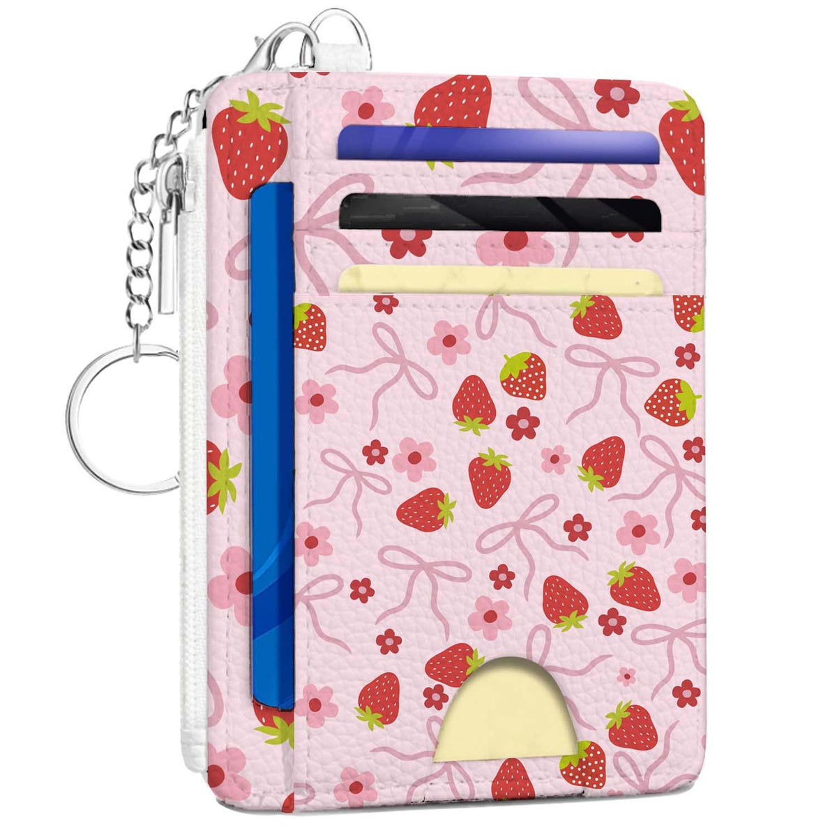 Gifts for Cat Lovers,Funny Cat Credit Card Holder Small Keychain Wallet for Women, Cute Blocking Wallet Coin Pocket,Front Pocket Thin Travel Card Case with ID Window