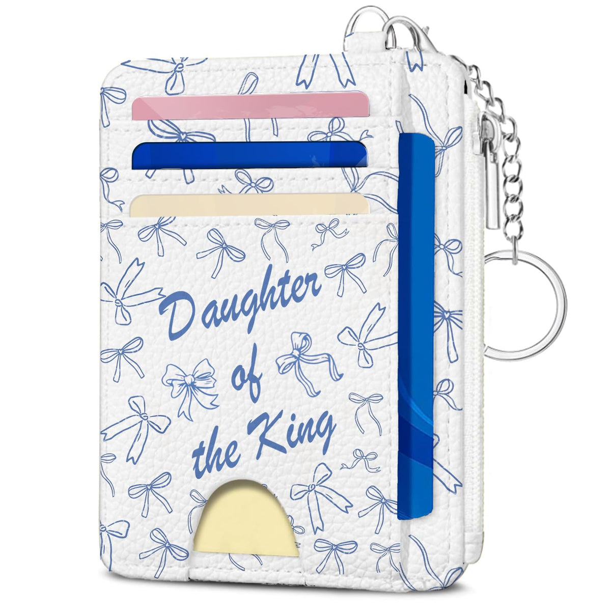 Book Lover Gift for Readers, Cute Reading Theme Card Holder Wallet, Literary Slim Credit Card Case with ID Window, Cartoon RFID Blocking Pocket Wallet Gift for Book Fans with Coin Zipper Keychain