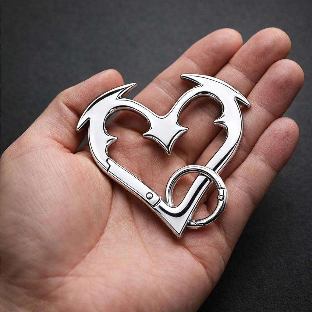 Angyape Y2K Heart Carabiner Keychain Cute Star Carabiner Clip for Keys Cool Key Ring Purse Bag Charms Goth Accessories Gifts