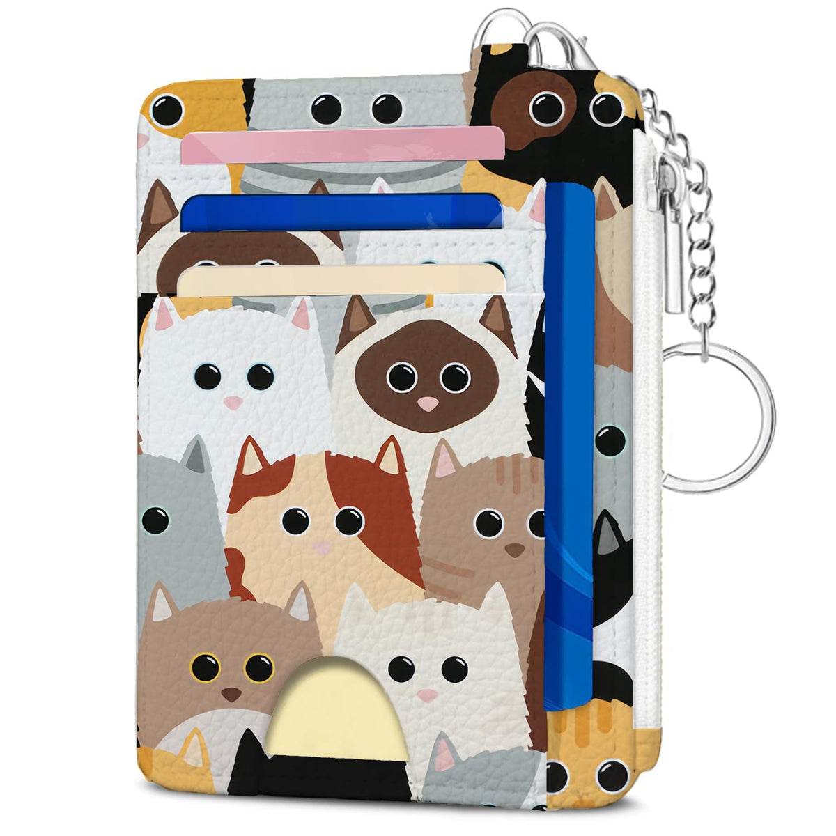 Book Lover Gift for Readers, Cute Reading Theme Card Holder Wallet, Literary Slim Credit Card Case with ID Window, Cartoon RFID Blocking Pocket Wallet Gift for Book Fans with Coin Zipper Keychain