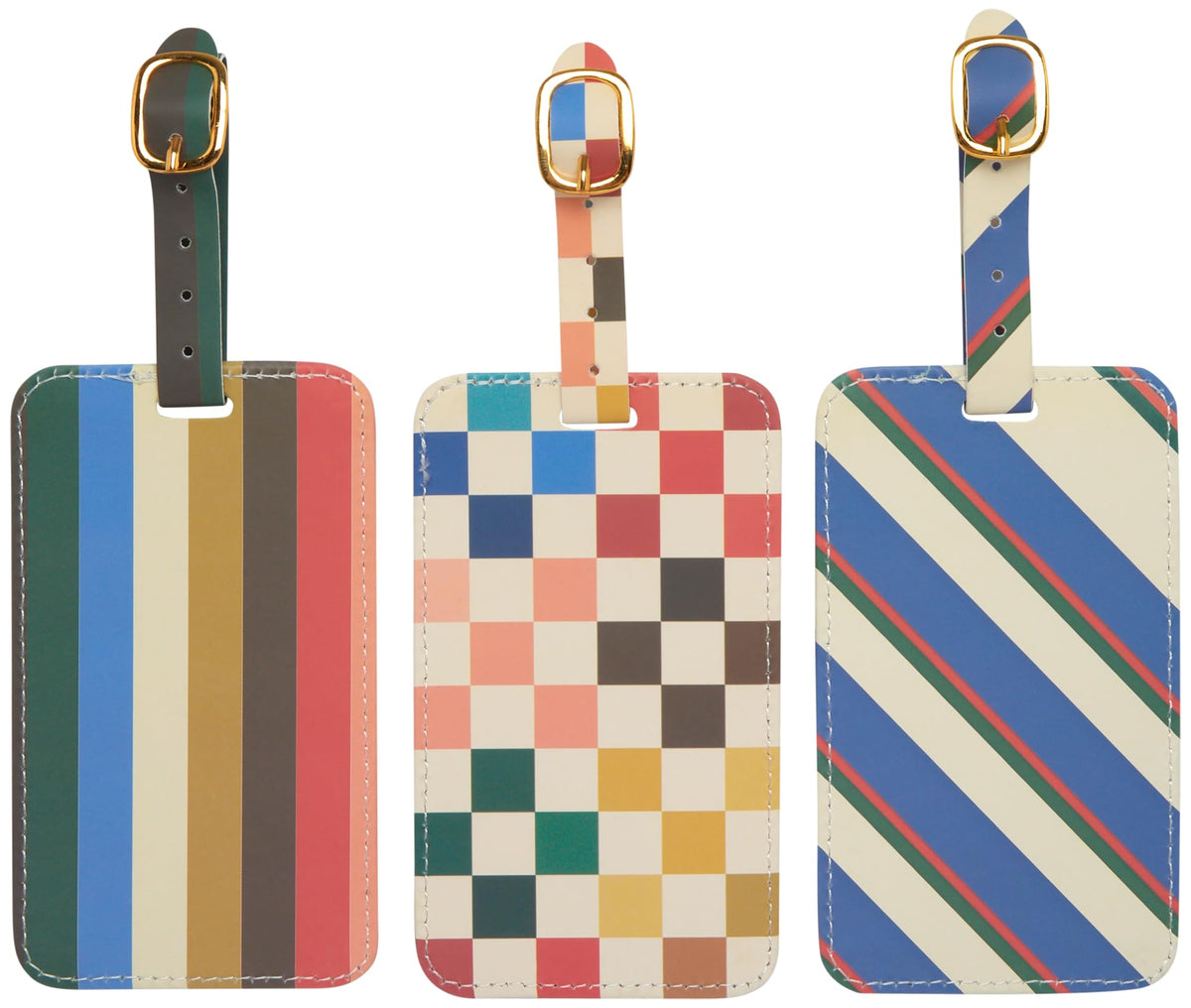WORLD TRAVELER Luggage Tag Set 3 Pack Faux Leather Baggage Tags w/ID Cards