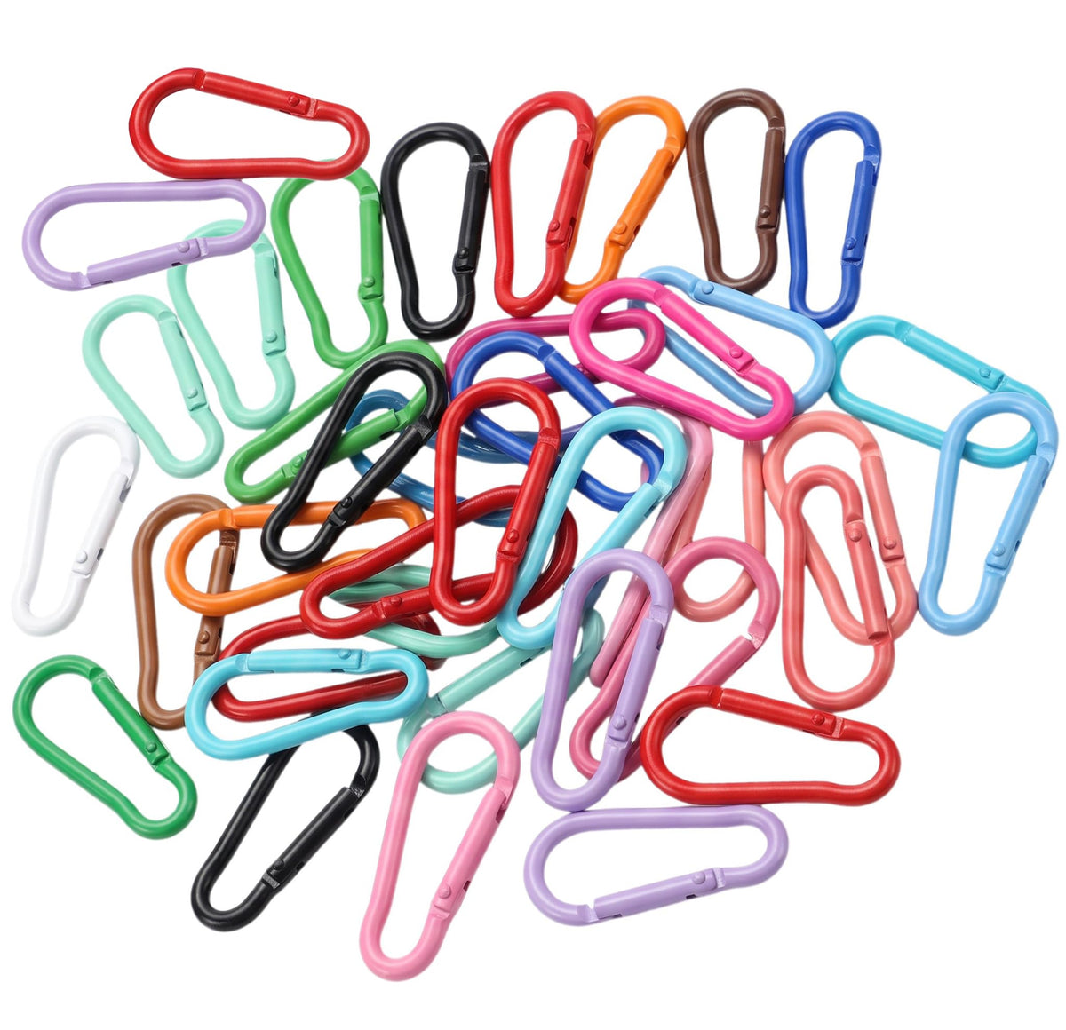 OVRUNS Carabiner Keychain Clip 30 PCS Random Colors Keyring Clip Bag Charm