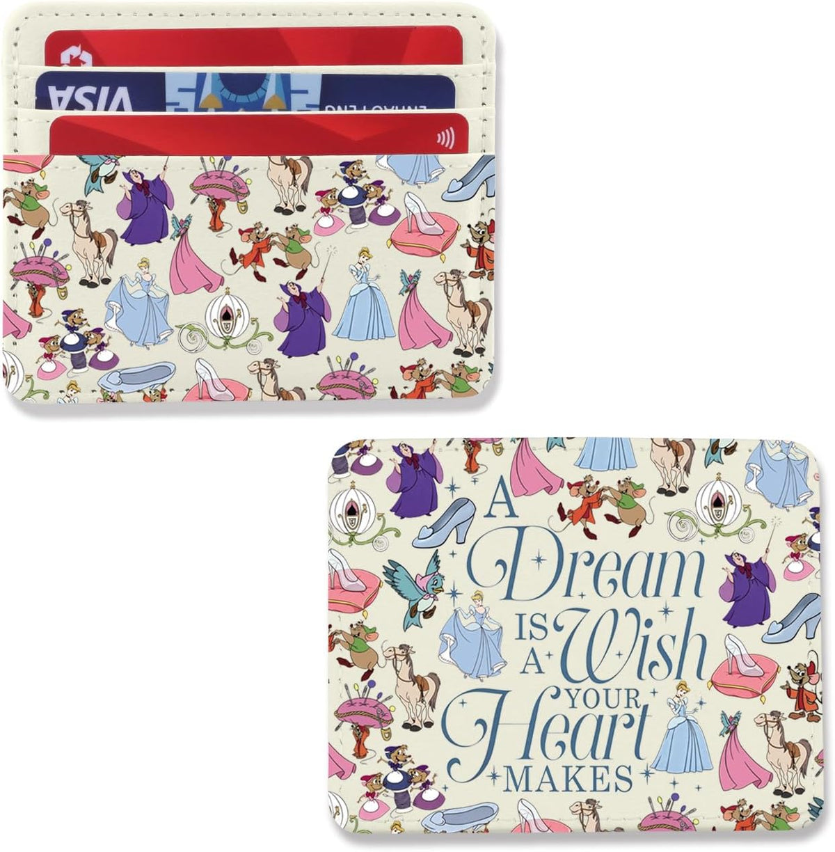 ENSIANTH Cartoon Merch Card Holder A Dream Is A Wish Your Heart Makes -Princess Fans -Fairy Tale Card Wallet Family Trip Gift (Dream CH)