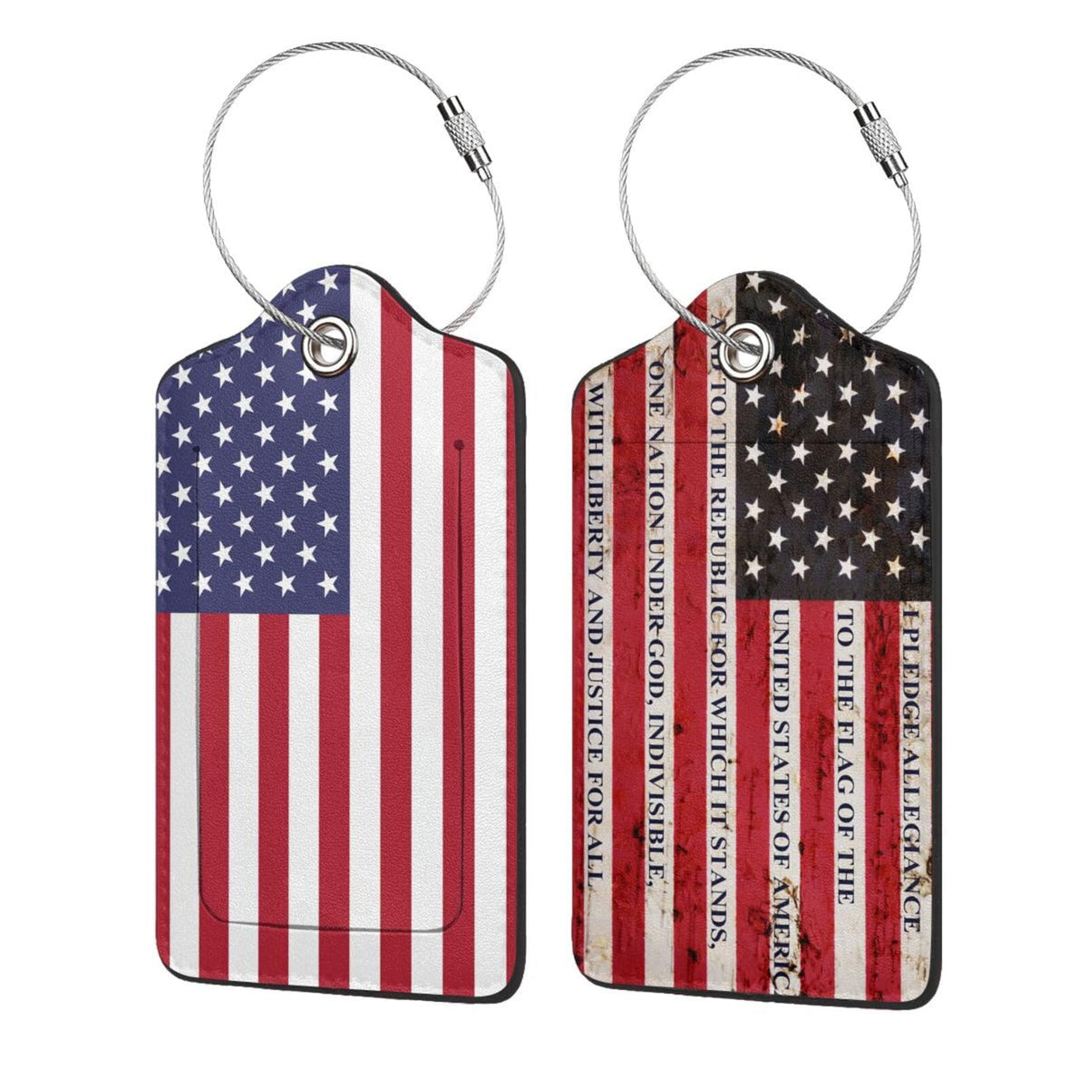 2P Black White Plaid Lines Race Grid Checkered Flag Luggage Tags Privacy Cover ID Label with Stainless Steel Loop and Address Card for Travel Bag Suitcase Funny Cute Man Women Kids