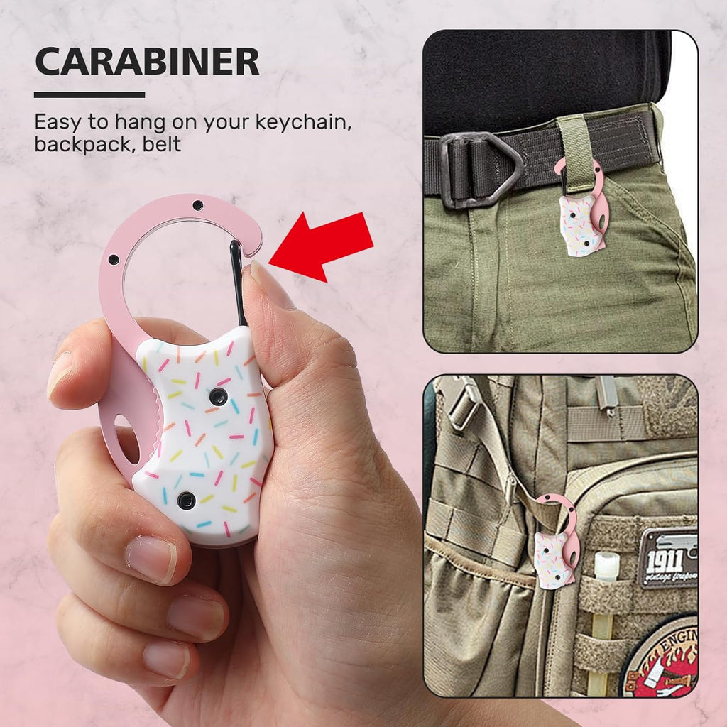 Pink Pocket Knife for Women Men,Cute Keychain Box Cutter，Mini EDC Knives for Everyday Carry,Folding Utility Knife with Creative Ice Cream Design,Ideal Gifts for Women（Ice Cream）
