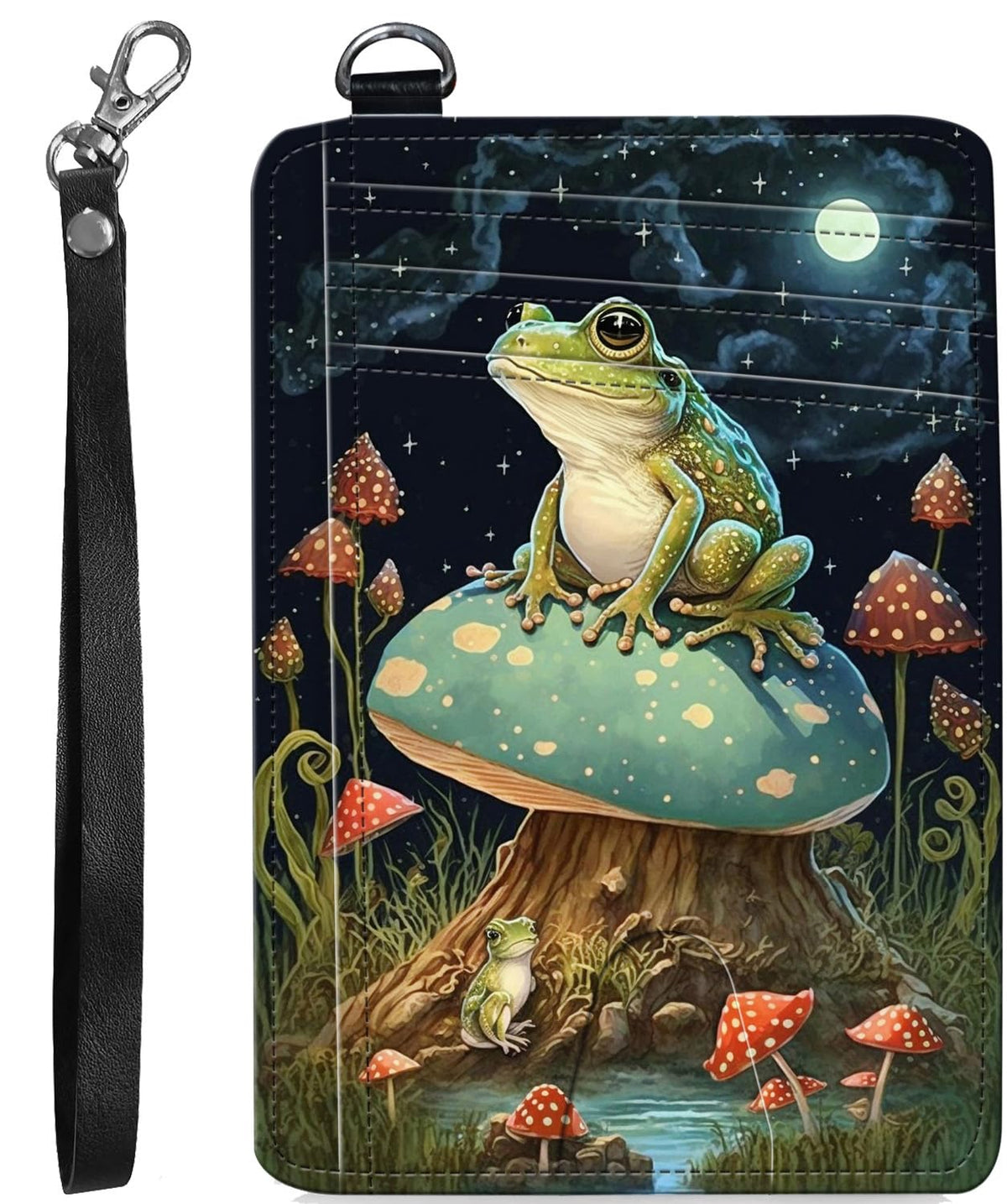 RFID Blocking Wallet Women, Slim Credit Card Holder with ID Window, Cute Small Front Pocket Card Wallet, Girls & Ladies Minimalist PU Leather Card Case for Travel Shopping Office, Bookshelf Cat