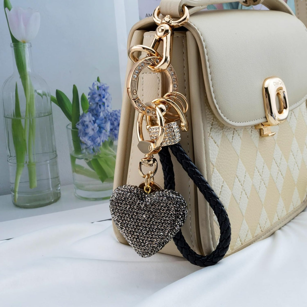 Heart Keychain Wristlet Bling Keychains For Women Key Chain For Car Keys