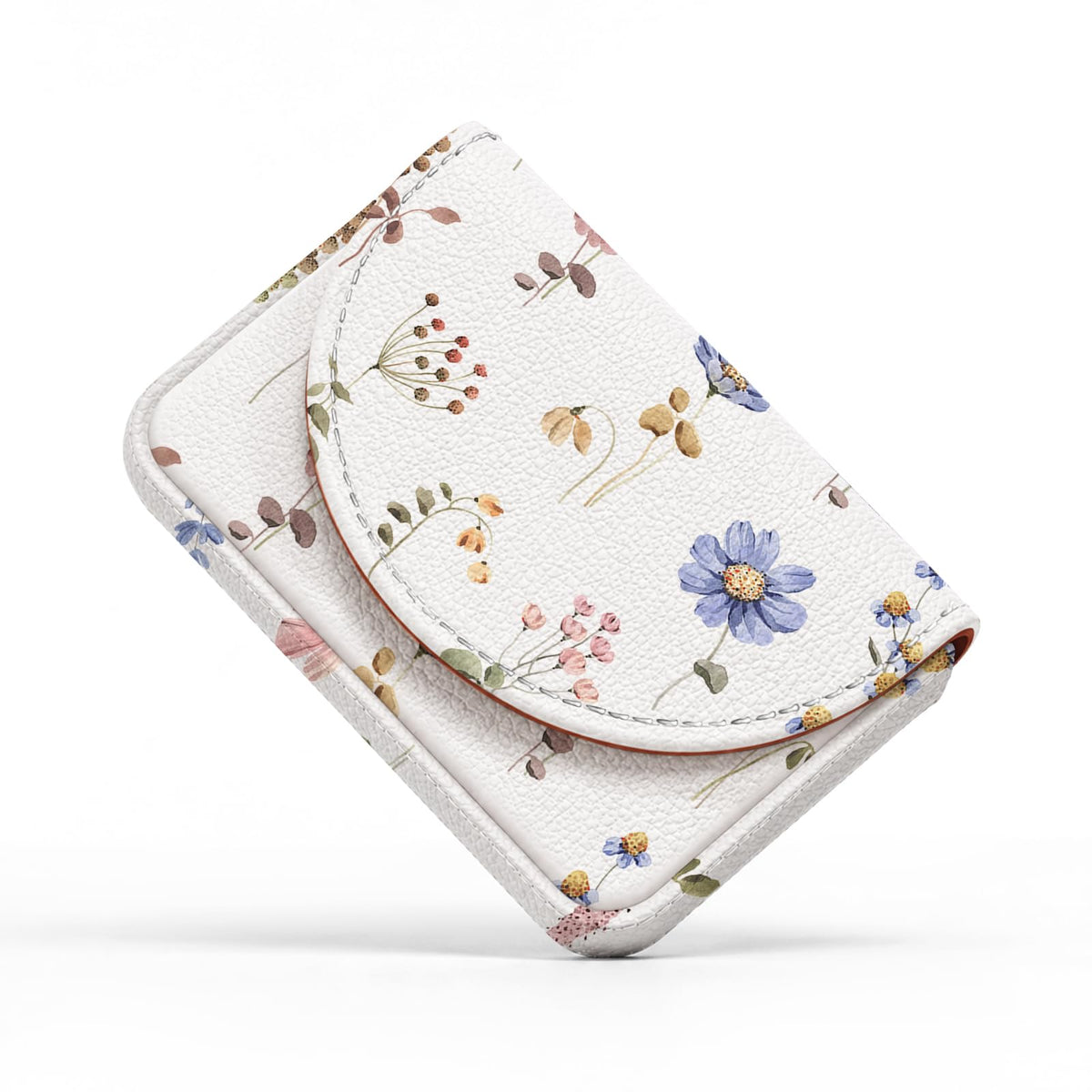 Business Card Holder，PU Leather Business Card Case Wallet Black Cat Floral