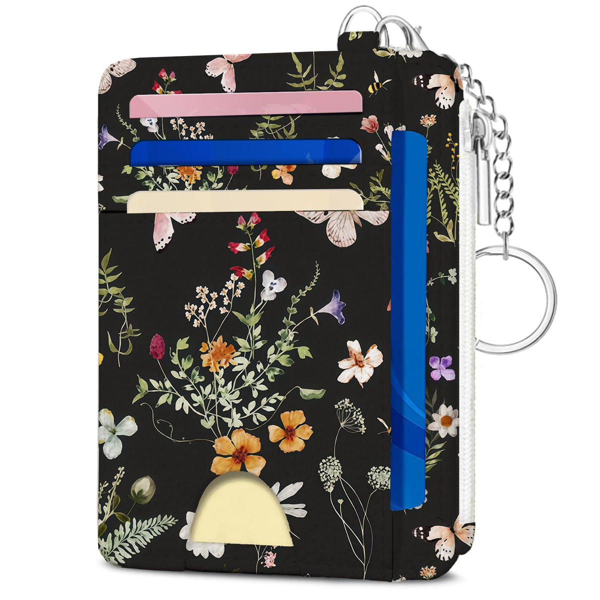 Book Lover Gift for Readers, Cute Reading Theme Card Holder Wallet, Literary Slim Credit Card Case with ID Window, Cartoon RFID Blocking Pocket Wallet Gift for Book Fans with Coin Zipper Keychain