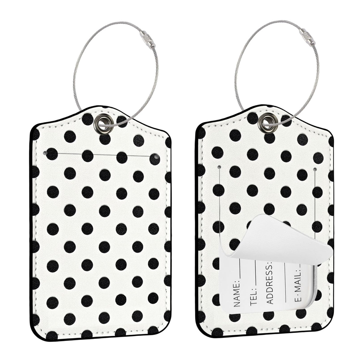 Seorsok 2Pcs Luggage Travel Tags for Suitcases,Cute Color Grids Checkered PU Leather Name Tag with Privacy Cover&ID Label Address Card and Durable Metal Ring Suitable for Men Women Handbags Backpack