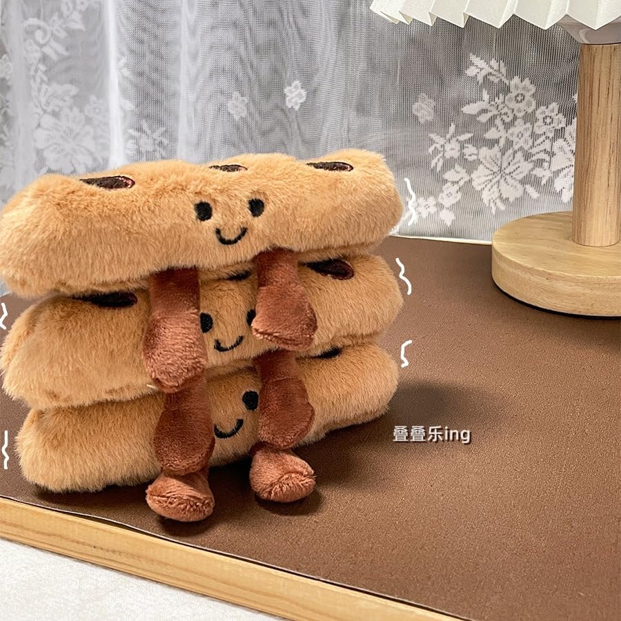 Cute Happy Smiling Bread Croissant Baguette Keychain Lucky Good Luck Positive Energy Key Chain Ring Bag Pendant