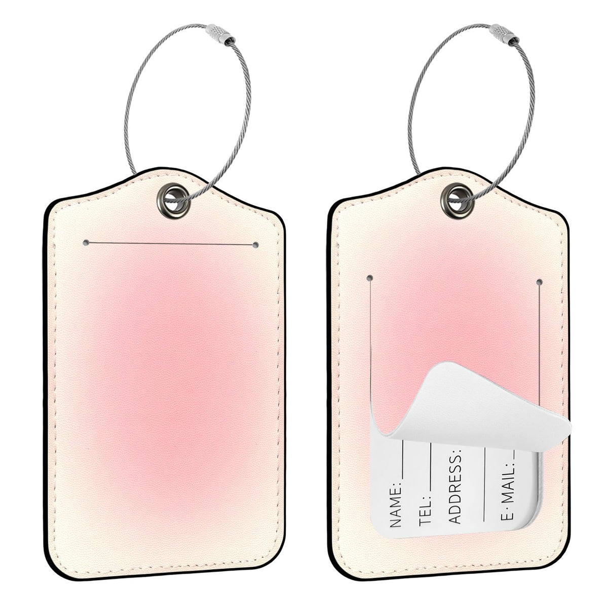 Seorsok 2 PCS Luggage Travel Tags for Suitcases,Cute Brown Leopard PU Leather Name Tag with Privacy Cover&ID Label Address Card and Durable Metal Ring Suitable for Men Women Handbags Backpack,Brown
