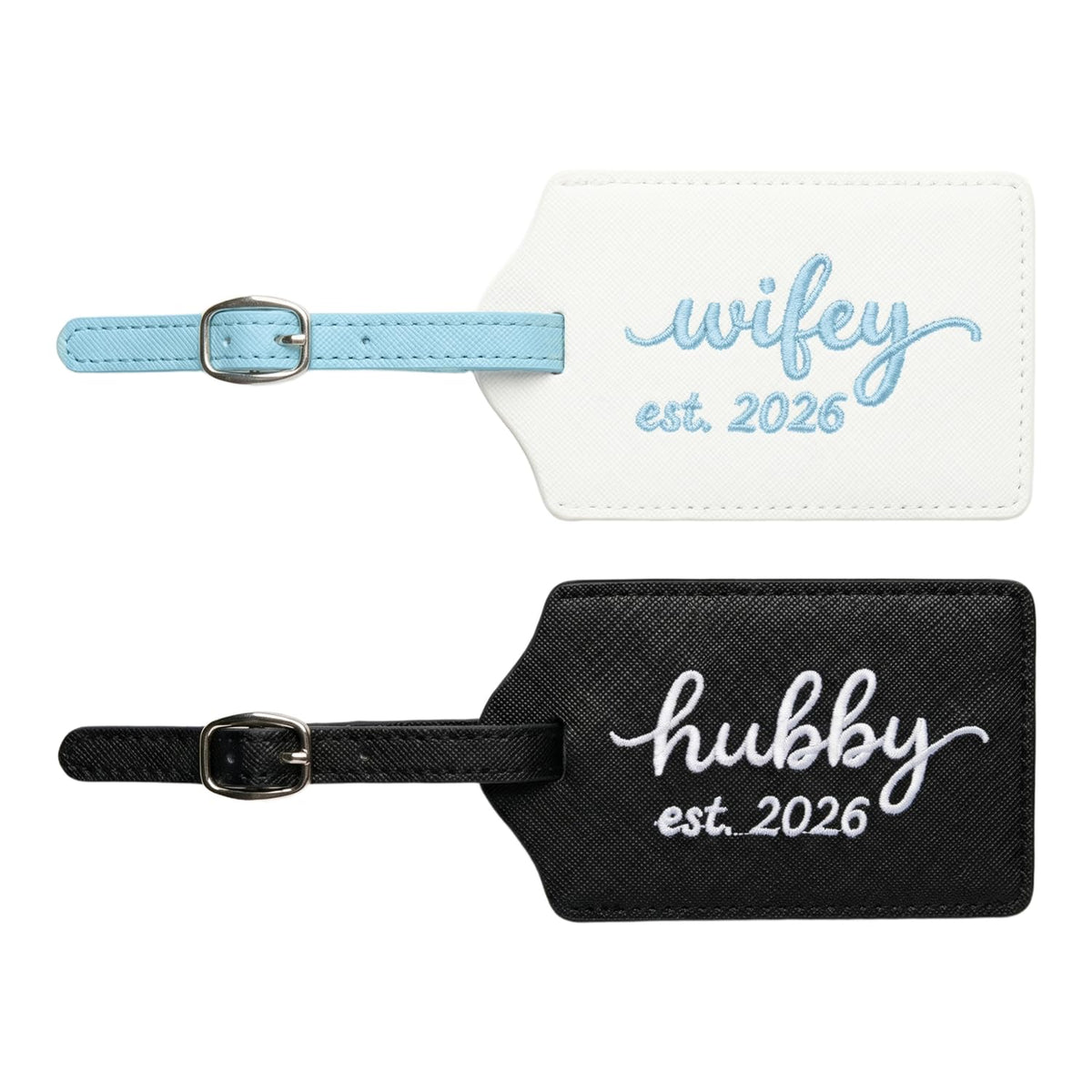 Mr and Mrs Luggage Tags Set of 2, Bride and Groom Travel Tags, Wedding Gifts for Couples 2026, Honeymoon Travel Essentials, Bridal Shower Engagement Gift (Mr Mrs-Black White Gold-2027)