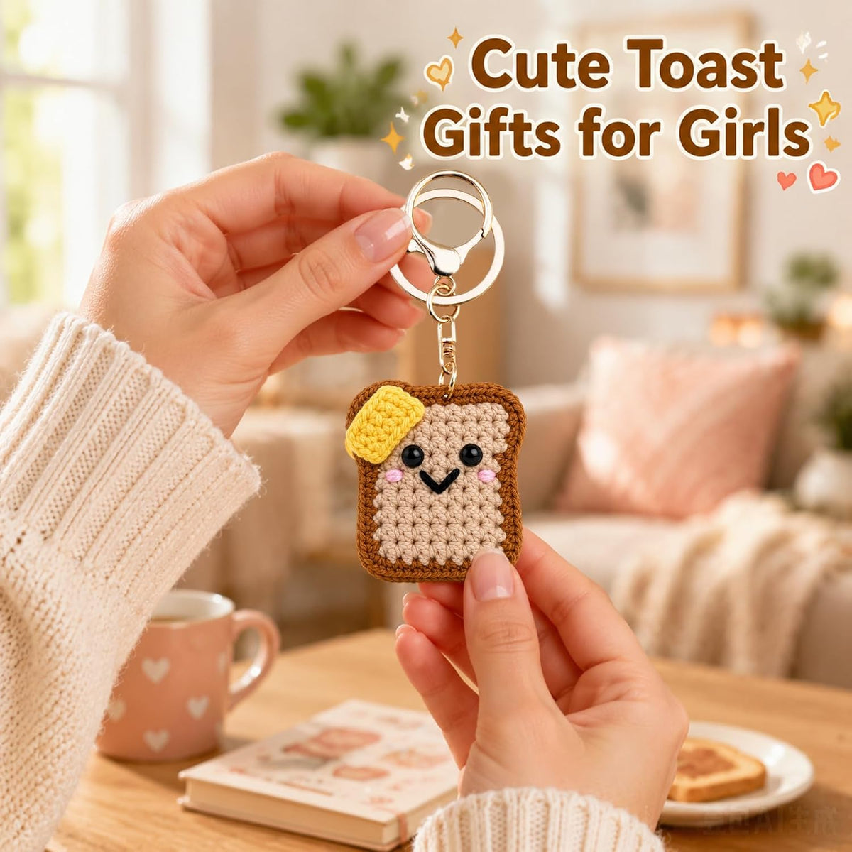 igvean Toast Keychain Heart Keychain Good Luck Gifts Sunflower Gifts