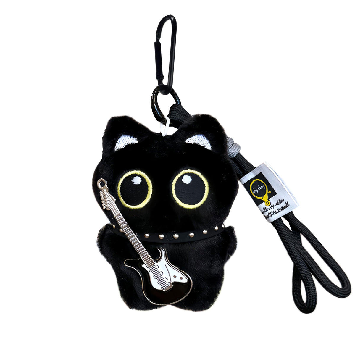 Super Cute Funny Big Eyes Black Cat Lucky Kitty Theme Keychain Good Luck Siamese Key Chain Ring Bag Pendant