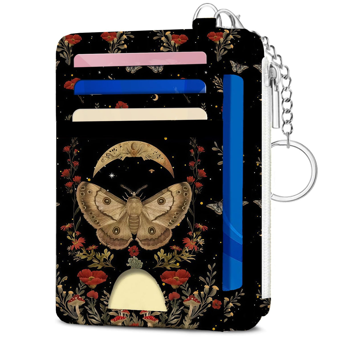 Book Lover Gift for Readers, Cute Reading Theme Card Holder Wallet, Literary Slim Credit Card Case with ID Window, Cartoon RFID Blocking Pocket Wallet Gift for Book Fans with Coin Zipper Keychain