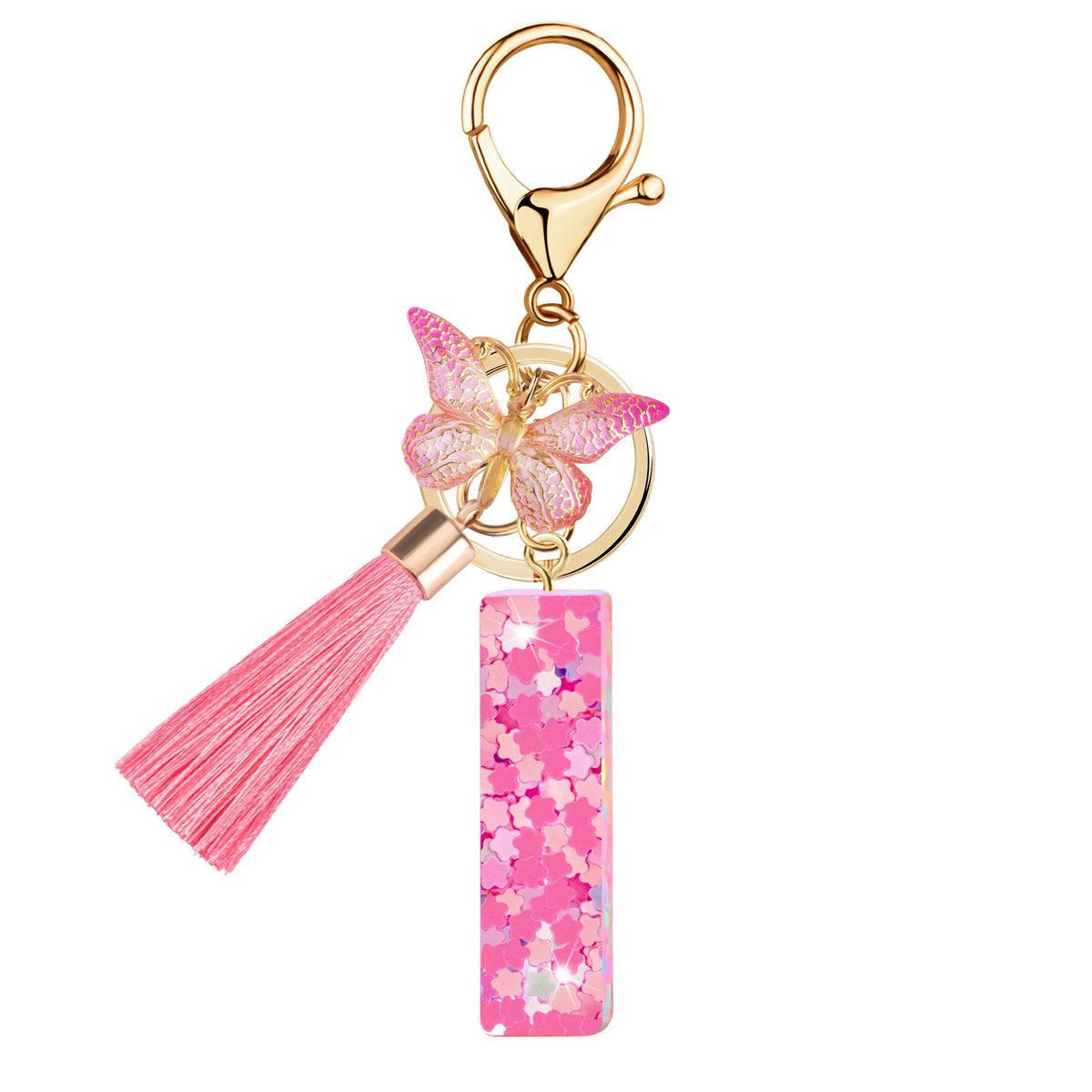 Initial letter Keychains for Women Girls Tassel Butterfly Cute Keychain for Wallet Backpack charm