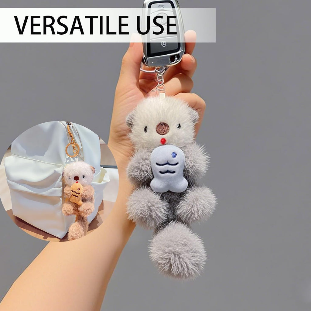 Plush Keychain Otter Charm for Women Teens & Animal Lovers | for Handbags Purses Backpacks & Car Keys | Birthday Gift