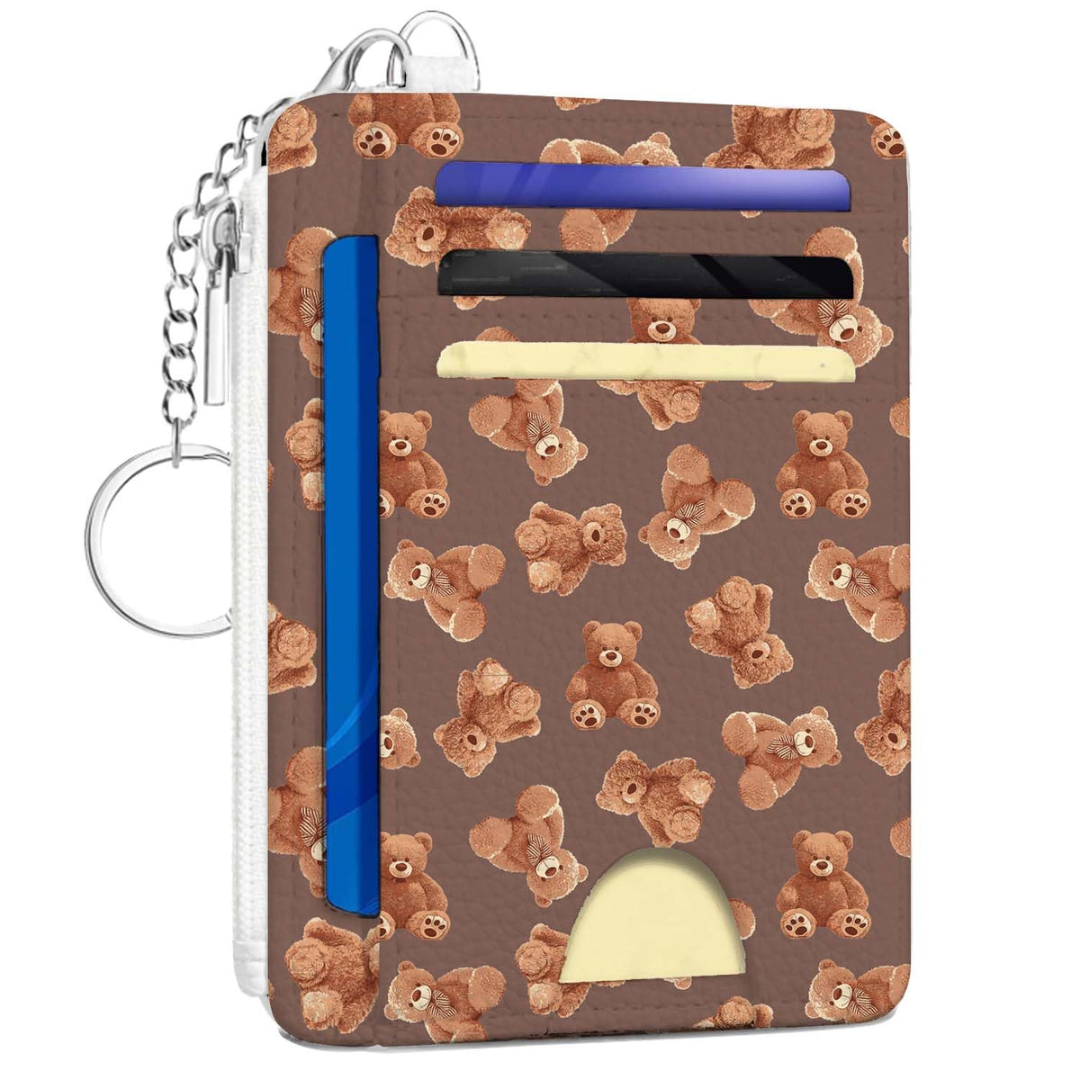 Gifts for Cat Lovers,Funny Cat Credit Card Holder Small Keychain Wallet for Women, Cute Blocking Wallet Coin Pocket,Front Pocket Thin Travel Card Case with ID Window