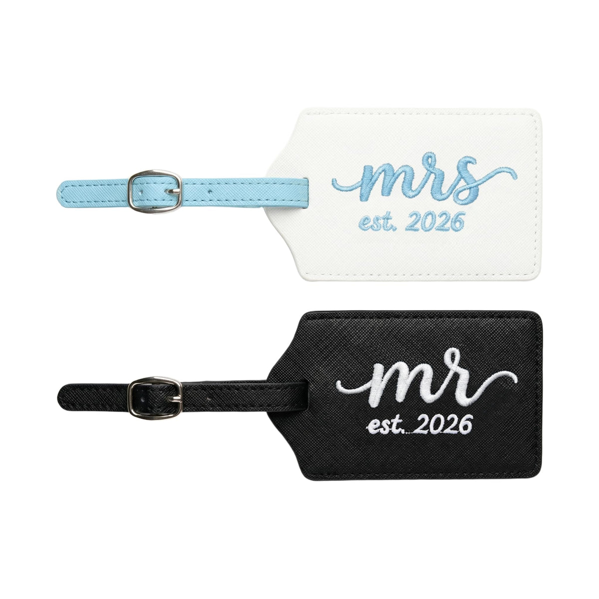 Mr and Mrs Luggage Tags Set of 2, Bride and Groom Travel Tags, Wedding Gifts for Couples 2026, Honeymoon Travel Essentials, Bridal Shower Engagement Gift (Mr Mrs-Black White Gold-2027)