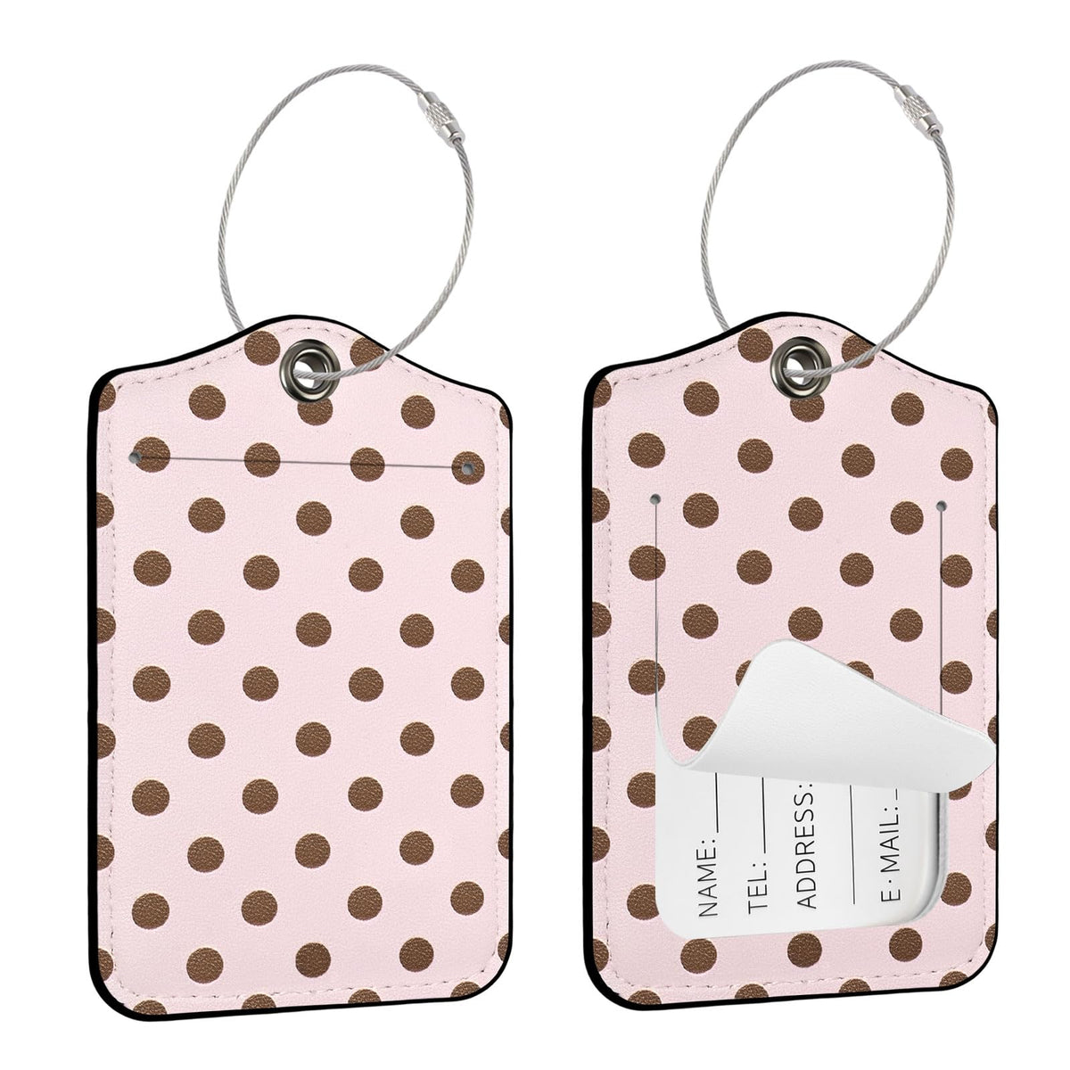 Seorsok 2Pcs Luggage Travel Tags for Suitcases,Cute Color Grids Checkered PU Leather Name Tag with Privacy Cover&ID Label Address Card and Durable Metal Ring Suitable for Men Women Handbags Backpack