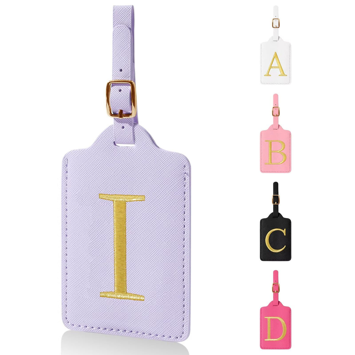 Personalized Initial Luggage Tags for Suitcases,Leather Letter Cute Luggage Tags with Privacy Name Card,Embroidered Monogrammed Travel Bag Backpack Tag Gifts for Women Kids Girls Teens(Rosered-A)