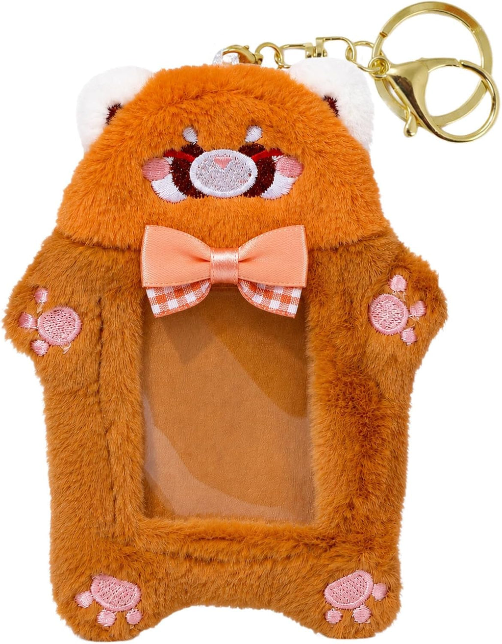 NEWEST Plush Photocard Holder with Keychain Cartoon Raccoon ID Badge Holder