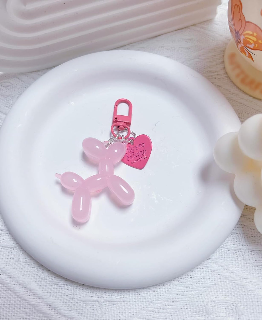 LAEKOU Jelly Balloon Dog Keychain for Women, Cute Bag Charms Key Chain