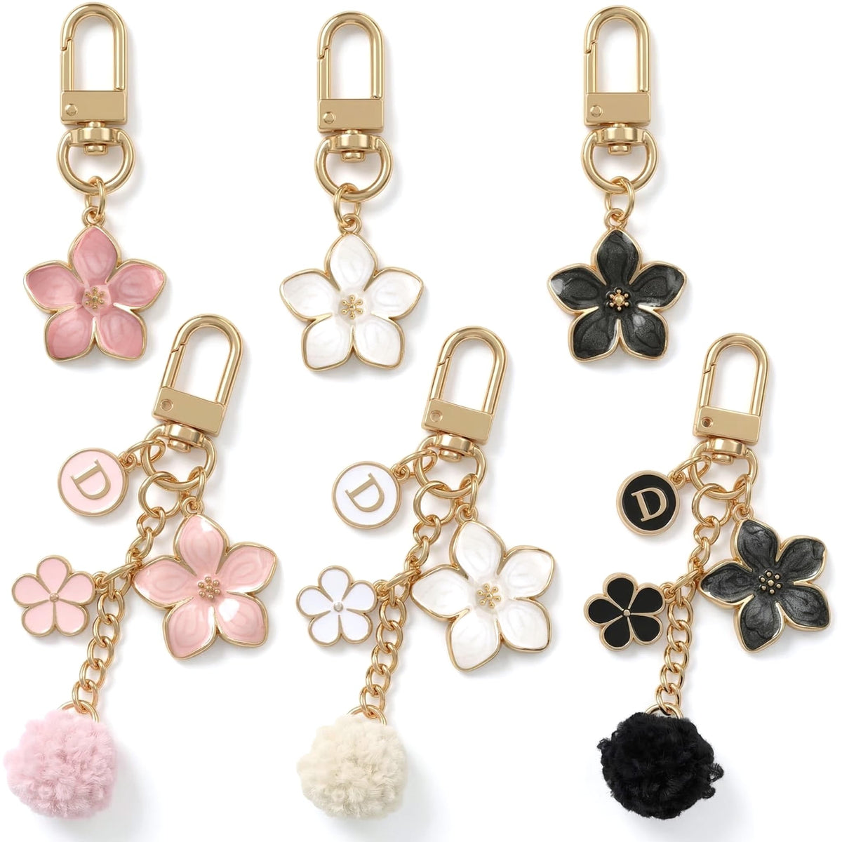 AGEN KGEN Cute Flower keychains for Women, Aesthetic Keychain Charms, Bag ＆ Purse Charms for Handbags ＆ Backpacks Accessories