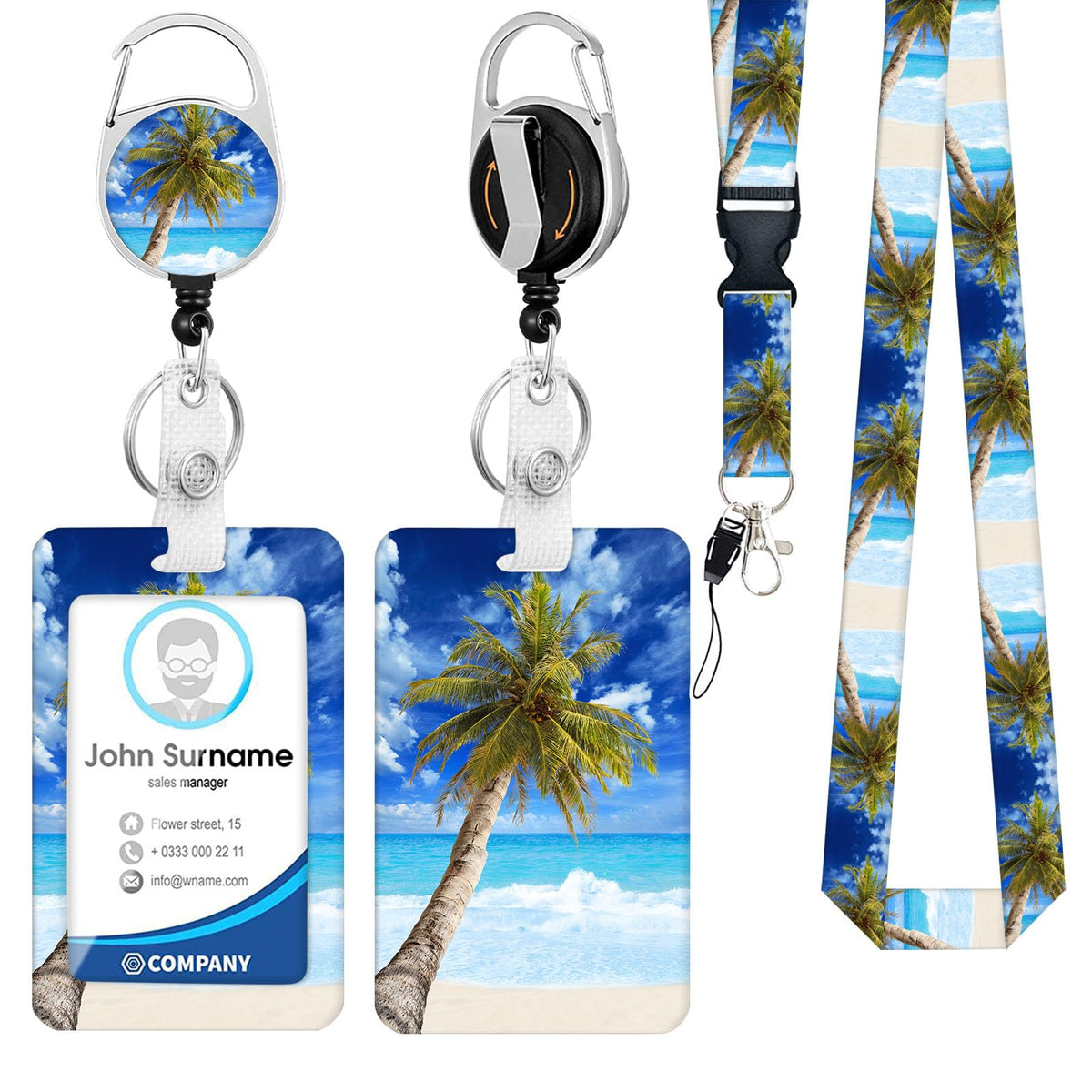 Cute Cartoon Happy Capybaras Breakaway Lanyard for ID Badges with Heavy-Duty Retractable Badge Reel & Carabiner, Adjustable Name Tag Holder for Teachers, Nurses, Students & Office Workers