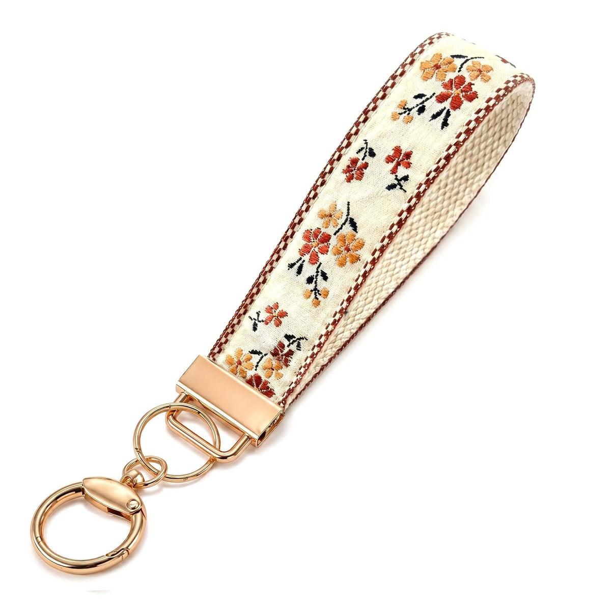 Angyape Embroidered Fabric Wristlet Keychain Cute Wrist Car Key Chain Holder Boho Accessories Handmade Gifts for Women
