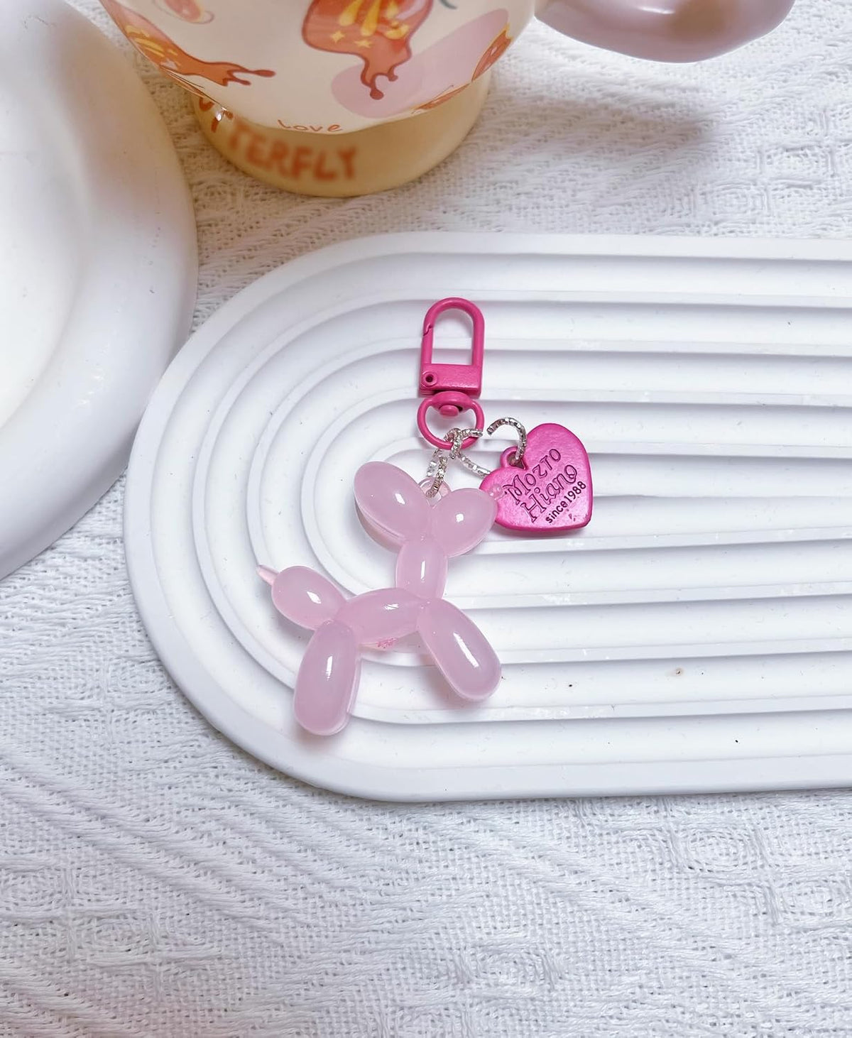 LAEKOU Jelly Balloon Dog Keychain for Women, Cute Bag Charms Key Chain