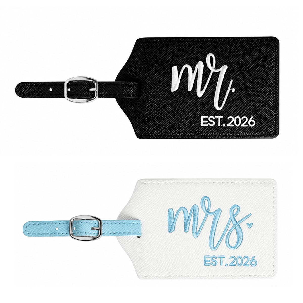 Mr and Mrs Luggage Tags Set of 2, Bride and Groom Travel Tags, Wedding Gifts for Couples 2026, Honeymoon Travel Essentials, Bridal Shower Engagement Gift (Mr Mrs-Black White Gold-2027)