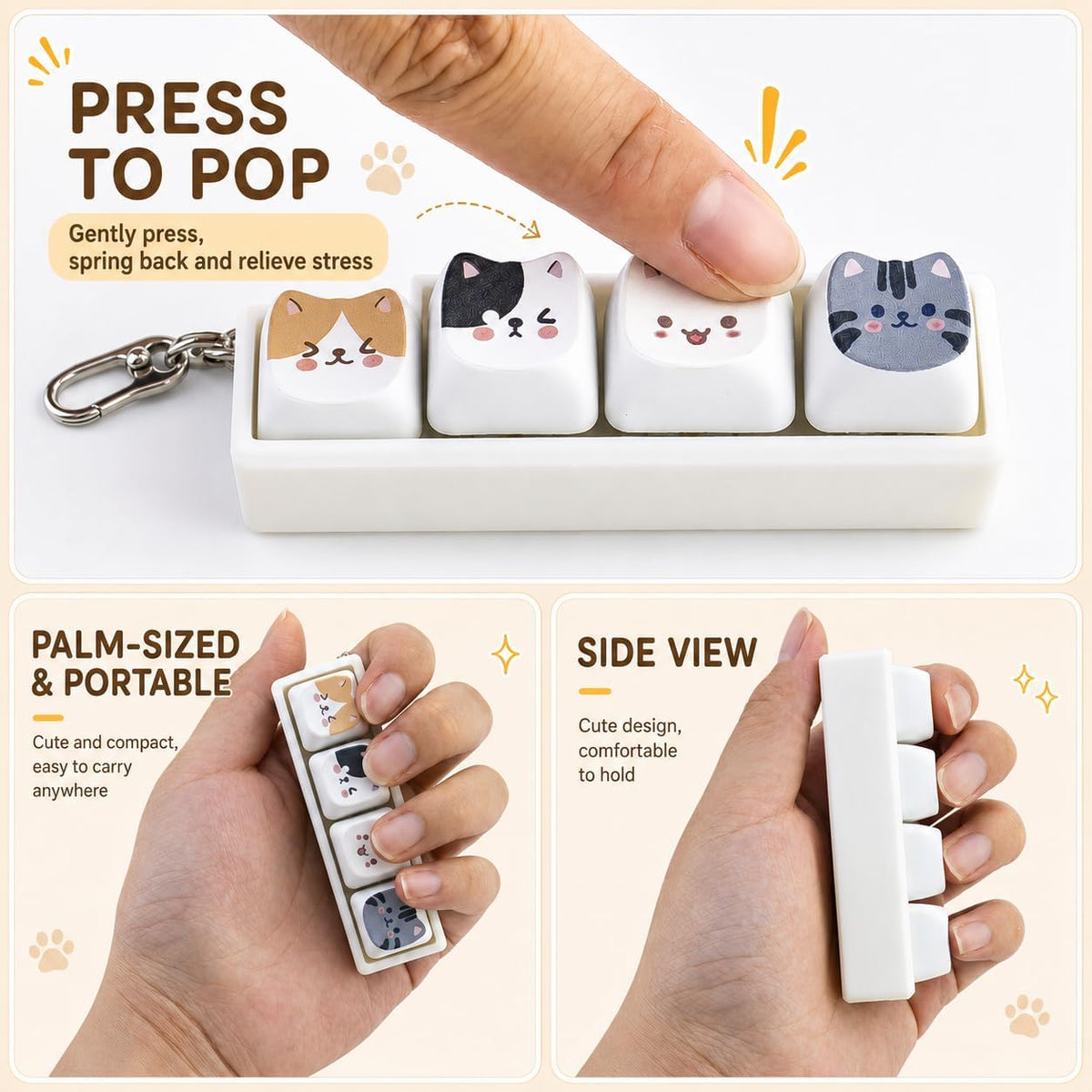 Cute Cat Keyboard Keychain Keyboard Clicker Keychain