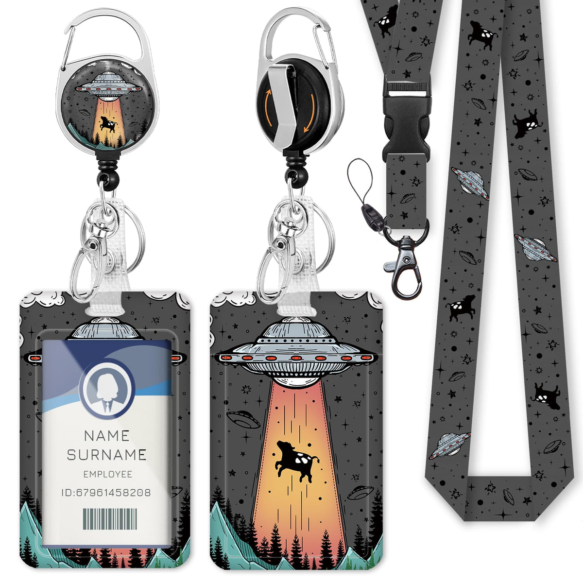 Gctriki Ocean Lanyards for ID Badges, Badge Holder Retractable Reel Clip