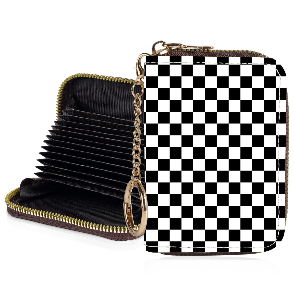 Credit Card Holder for Women,Small Rfid Wallet with Keychain Zipper,Cute PU Leather Card Case Wallet，Accordion Credit Card Wallets Gift,Cat Struck by Lightning