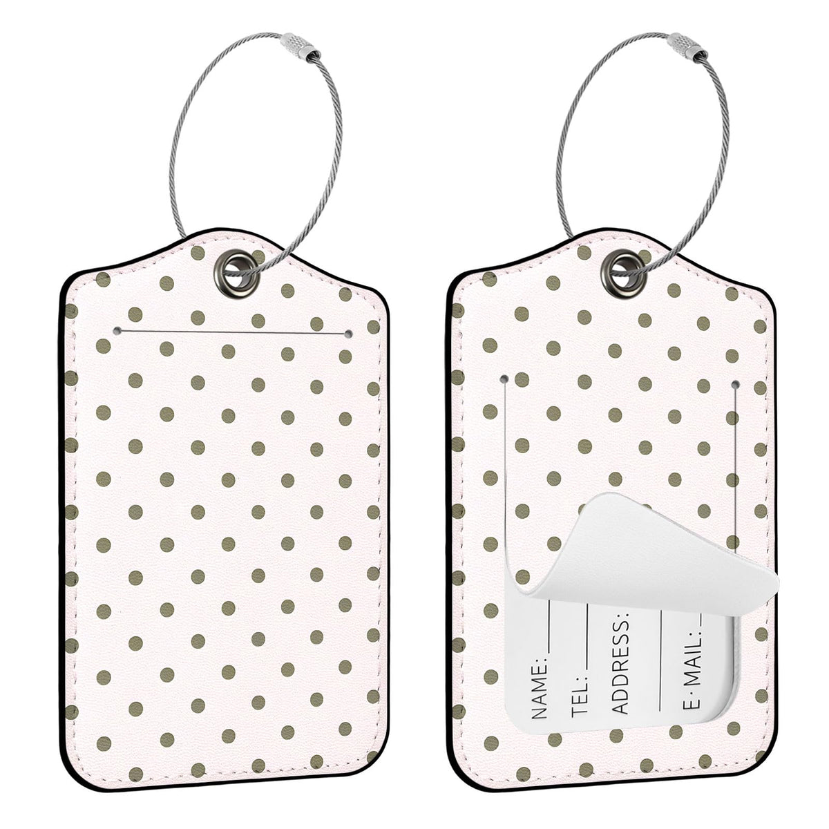 Seorsok 2 PCS Luggage Travel Tags for Suitcases,Cute Pink Leopard PU Leather Name Tag with Privacy Cover&ID Label Address Card and Durable Metal Ring Suitable for Men Women Handbags Backpack,Pink