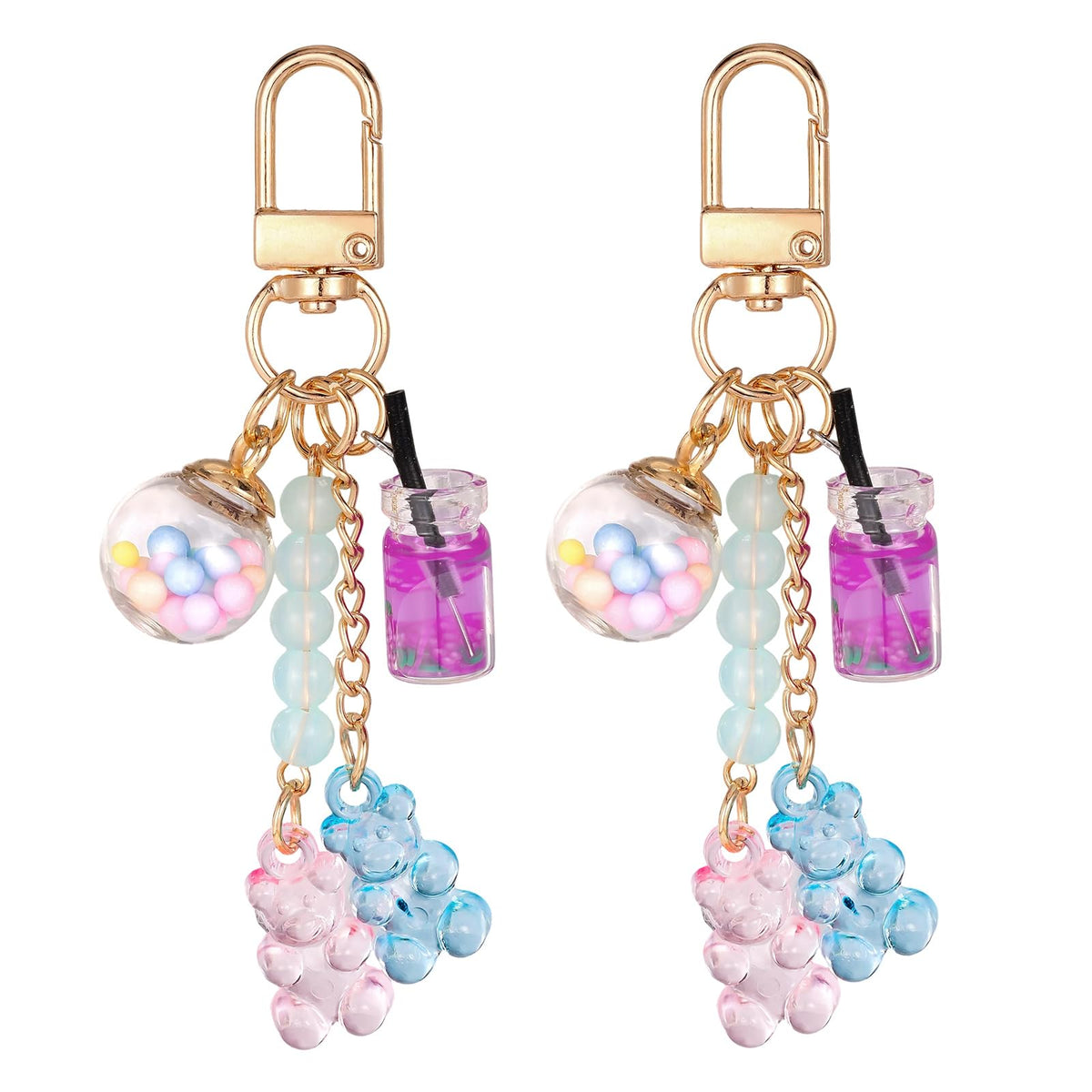 Mikovivi 2pcs Cute Bear Keychain, Resin Macarons Bear Charms Key Chain