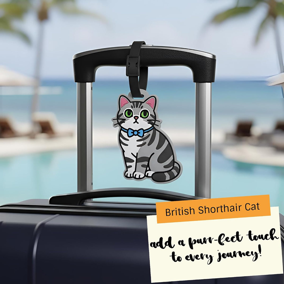 Luggage Tags for Suitcases, British Shorthair Cat Carry-On Silicone ID Tag