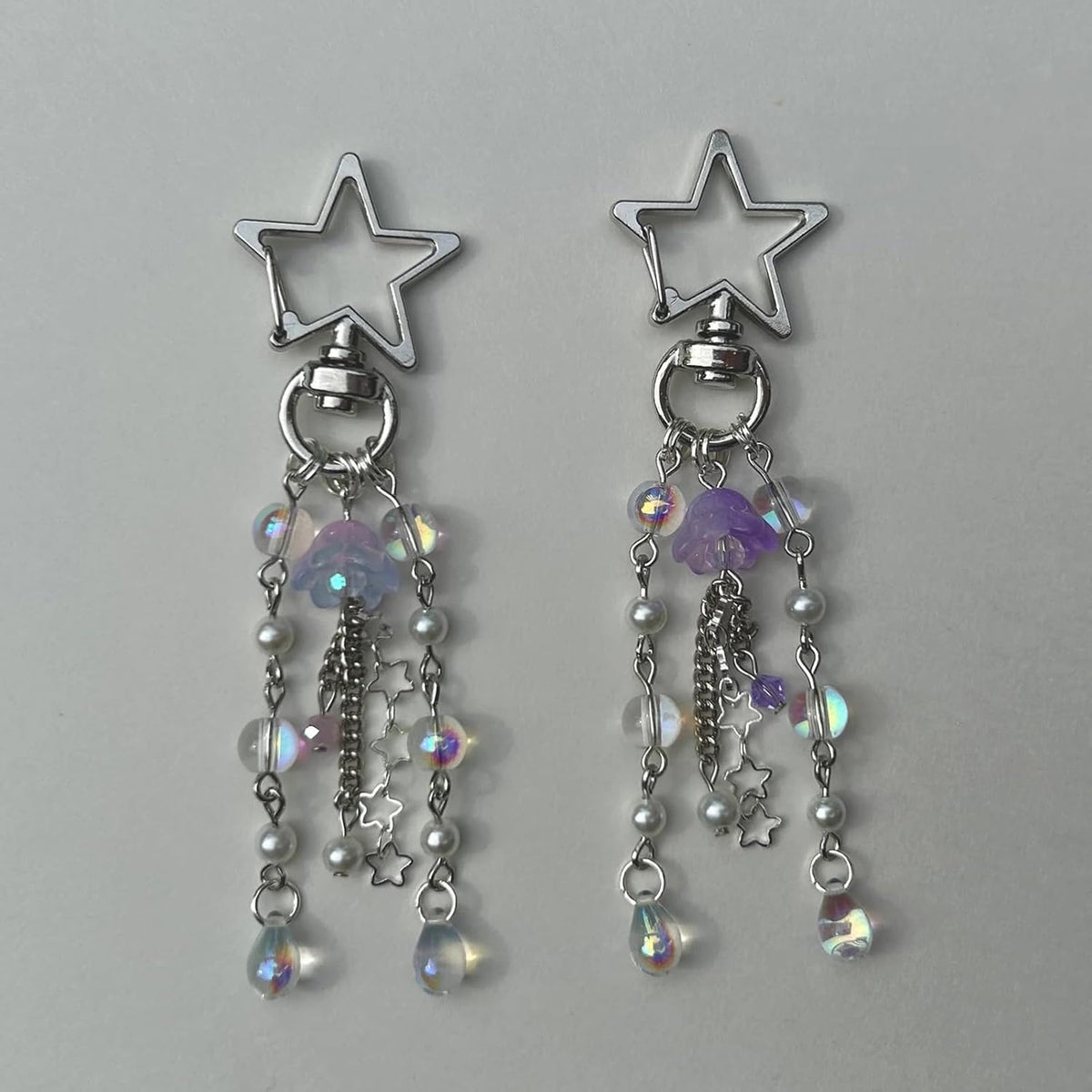 Cute Jellyfish Keychain,Y2K Star Bag Charms Blue Purse Car Accessories