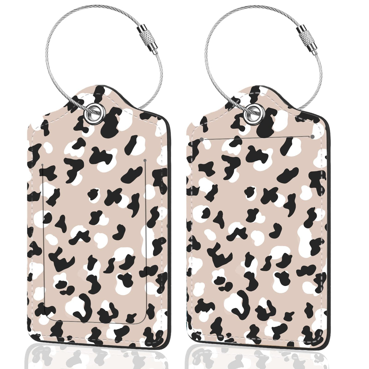 2Pack Luggage Tags for Suitcases, Cute Unique Pu Leather Cruise Luggage Tag with Privacy Cover ID Label Address Card and Metal Ring Suitable for Women Men Kids Travel Bag Inspirational Language